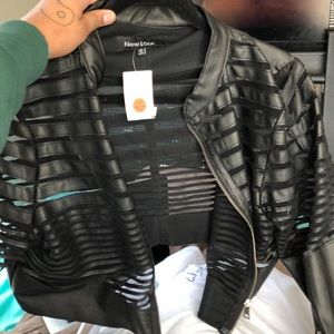 Leather crop top jacket